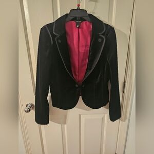 White House Black Market Black Velvet Blazer Plus Size 14